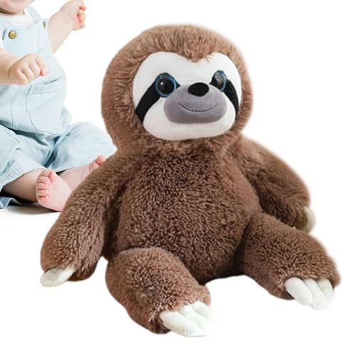 Stuffed Sloth Plush Toy, Cute Sloth Animal Doll, Soft Cuddly Toy for Boys and Girls, Adorable Gift for Birthday or Christmas, Cozy Look, 30cm, Light Brown, Coffee von Gitekain