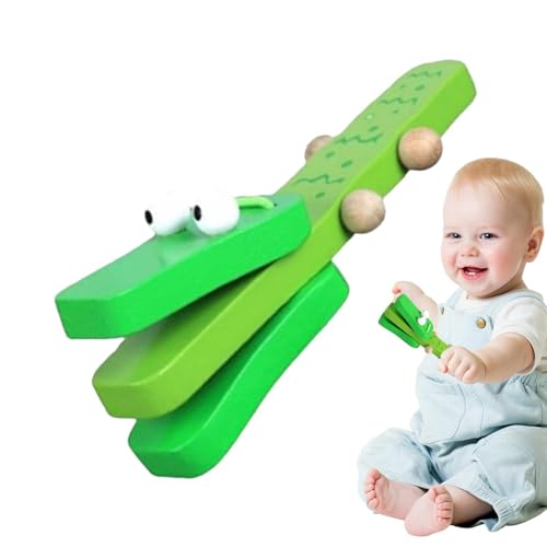 Wooden Cartoon Castanet Clapper Crocodile Percussion Instrument Fun Rhythm Toy Educational Music Tool for Kids Adults, Made from Smooth Wood von Gitekain