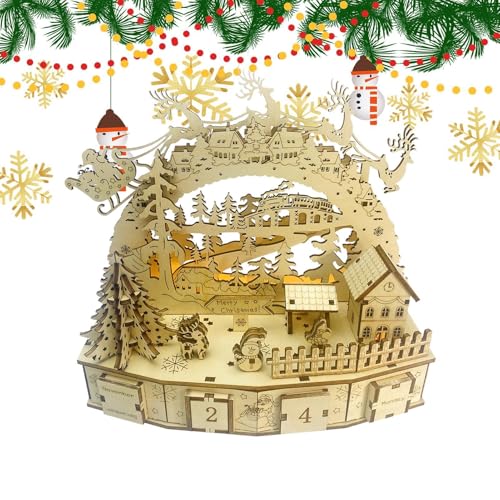 Wooden Puzzles, Christmas Village Building Kit, Holiday Home Decoration Kit, Christmas Puzzle Kit, Wooden Christmas Village Kit, Festive Building Kit, Christmas Countdown Puzzle for Kids Adults von Gitekain