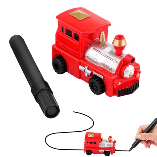 Gitohoni Folgen Sie der Linie Induktives Auto, magische Spur kleine Autos, die gezeichneten schwarzen Linien Folgen, pädagogisches Ritzen Mini-Eisenbahn-Spielzeug mit Filzstift für Kinder (Zug) von Gitohoni