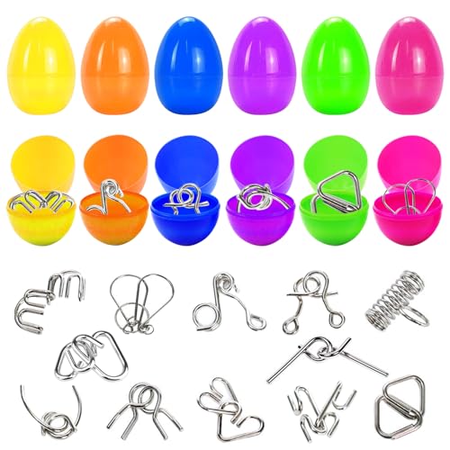 12 Stück Ostereier Gefüllt mit 3D Puzzle Spielzeug Set, Metall Ostereier Spielzeug Set, Knobelspiele Geduldspiele Metallpuzzle Erwachsene Kinder, Ostereiersuche, Oster Körbchenfüller Geschenk Party 12 Stück Ostereier Gefüllt mit 3D Puzzle Spielzeug Set, Metall Ostereier Spielzeug Set, Knobelspiele Geduldspiele Metallpuzzle Erwachsene Kinder, Ostereiersuche, Oster Körbchenfüller Geschenk Party von Giugio
