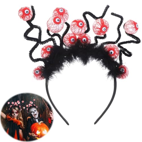 Giugio Augapfel Stirnband Dekor, Halloween Augäpfel Haarband Make Up Stirnband Cosplay Kostüm Halloween Party Haar Accessoires Dekoratives Haarband Zombie Halloween Kostüm Horror Haarreifen von Giugio