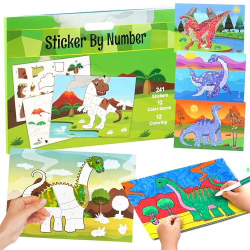 Giugio Dinosaur Stickerbüch für Kinder 4-10 Jahren, Stickern Nach Zahlen Kinder, 36 Bilder Stickerbuch nach Nummer, Kinder Stickerbücher zur Verbesserung der Intelligenz, Schule Giugio Dinosaur Stickerbüch für Kinder 4-10 Jahren, Stickern Nach Zahlen Kinder, 36 Bilder Stickerbuch nach Nummer, Kinder Stickerbücher zur Verbesserung der Intelligenz, Schule von Giugio