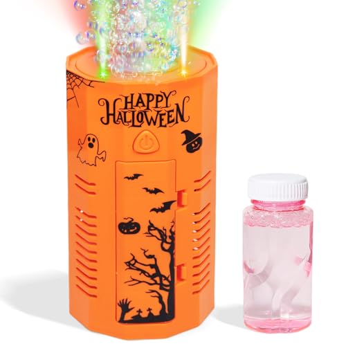Halloween Seifenblasenmaschine, Dekoration für drinnen und draußen mit Gruseligen Soundeffekten Aufkleber mit Geistergesichtern, Lichtern und Seifenblasen, Kinder Geschenk für Halloween Decor/Party Halloween Seifenblasenmaschine, Dekoration für drinnen und draußen mit Gruseligen Soundeffekten Aufkleber mit Geistergesichtern, Lichtern und Seifenblasen, Kinder Geschenk für Halloween Decor/Party von Giugio