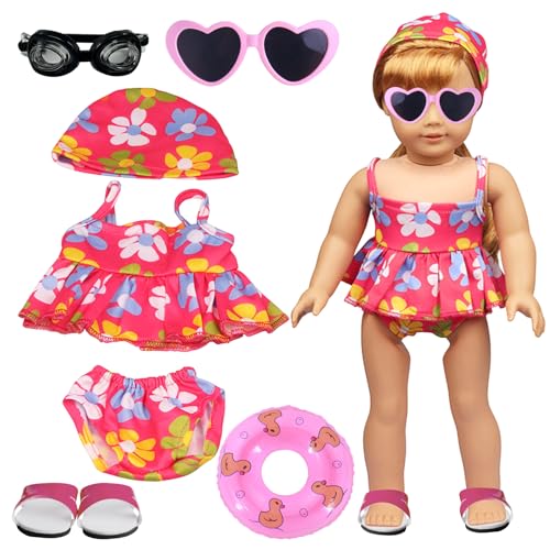 Puppenkleidung Sommer, Schwimm-Set für Puppen 7 Teilig Puppenzubehör, 43 cm Kleidung Bekleidung, Babypuppenkleidung mit Schwimmring Schuhe Sonnenbrille für Schwimmpuppe Mädchen Geschenke Puppenkleidung Sommer, Schwimm-Set für Puppen 7 Teilig Puppenzubehör, 43 cm Kleidung Bekleidung, Babypuppenkleidung mit Schwimmring Schuhe Sonnenbrille für Schwimmpuppe Mädchen Geschenke von Giugio