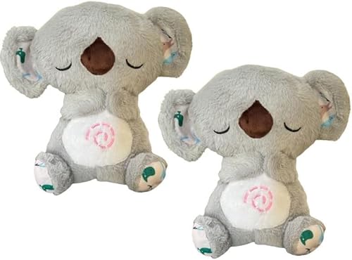 Baby Sound Machine Soothe Snuggle Otter,The Relief Koala Breathing, Anxiety Relief Koala Breathing,Portable Plush Baby Toy with Sensory Details Music Lights & Rhythmic Breathing Motion (2 Pcs) von Giurui