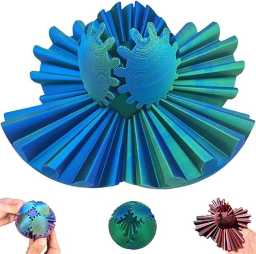 GearSphere - The Whirling Wonder Fidget Gear Ball,Gear Ball 3D Printed Gear Ball Spin Ball OR Cube Fidget Toy - Perfect for Stress and Anxiety Relaxing Fidget Toy (Green Blue) von Giurui