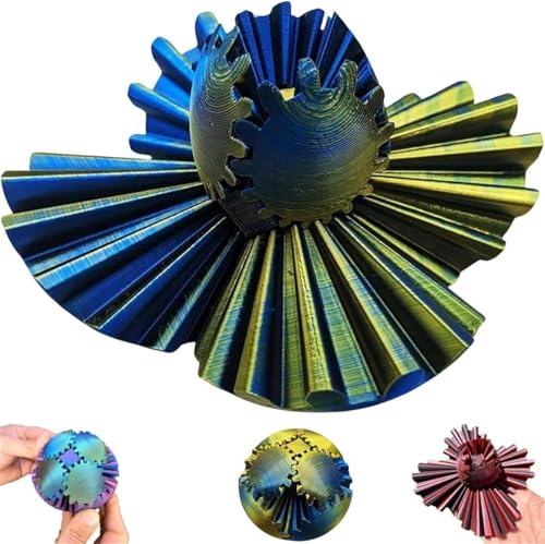 GearSphere - The Whirling Wonder Fidget Gear Ball,Gear Ball 3D Printed Gear Ball Spin Ball OR Cube Fidget Toy - Perfect for Stress and Anxiety Relaxing Fidget Toy (Yellow Blue) von Giurui