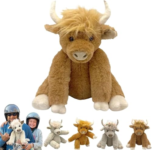 Giurui Highland Cow Plush Toy, Highland Cow Plush Toy, Cute Highland Cow Soft Plush Toy, Highland Cow Stuffed Animal, Highland Cow Plush Toy Realistic Shape, Stress Relief Toy (Brown B) von Giurui