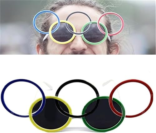 Giurui Olympische Ring-Sonnenbrille, Fünf Ringe Olympische Partybrille, Sport-Party-Dekoration, Sportbrille, Sommer-Sportaktivitätsparty (1 Stück) von Giurui