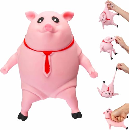 Stress Pig Squishy Toy, Pink Novelty Cute Pig Toy, 2025 New Stress Relief Pig Toy Soft and Elastic Decompression Toy, Squeeze Piggy Stress Relief Toy, Funny Animals Fidget Toy (L) von Giurui