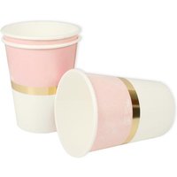 Pappbecher mit Banderolen in rosa-gold, 8er Pack, 250ml von Givi Italia S.r.l.