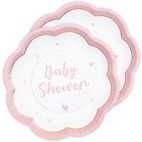 Pappteller in Blumendesign, Rosa und Gold zur Baby Shower, 8er Pack von Givi Italia S.r.l.