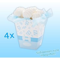 Snack-Box, hellblau, 4 Stück, 15cm, Popcorntüten ohne Inhalt, Papier von Givi Italia