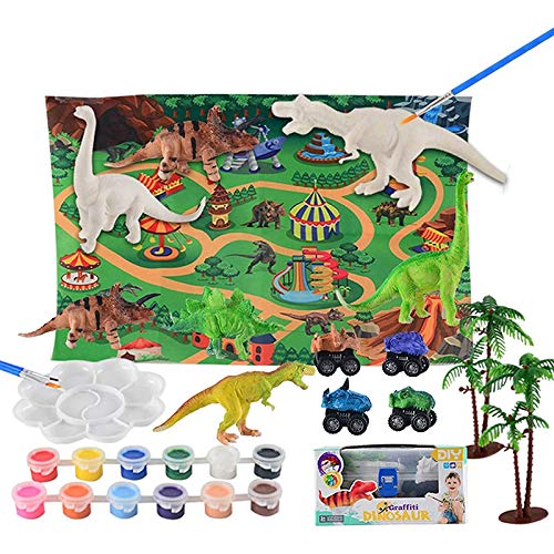 Giwnhvx Kunst Kits für Kinder - 24 Teiliges 3D Dinosaurier Spielzeug Mal Kits für Kinder Bastel KreativitäT DIY Geschenk für Kinder Ab 3 Jahren von Giwnhvx