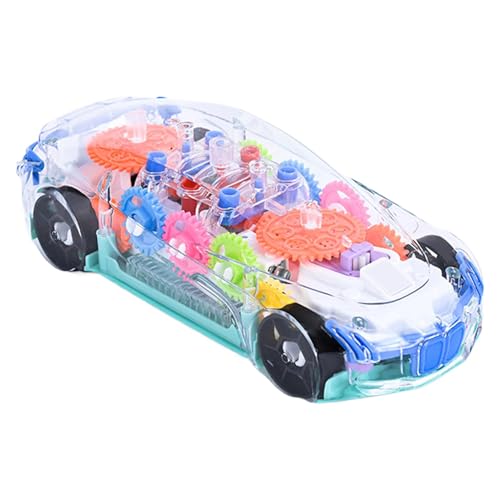 Giwuence Gear Car Spielzeug, Gear Vehicles leuchten,Transparentes Elektrofahrzeug-Kleinkindspielzeug | Bump and Go Autospielzeug für Kleinkinder mit Musik und coolen Lichtern als Strumpffüller von Giwuence