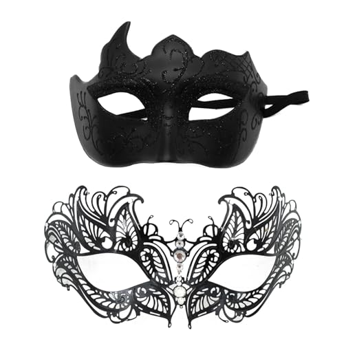 Giwuence Maskenkostüm,Paar-Maskerade-Maskenset | Retro-Spitzen-Augenbinde | Glitzerndes Maskerade-Masken-Set, Cosplay-Zubehör für Halloween-Karneval von Giwuence