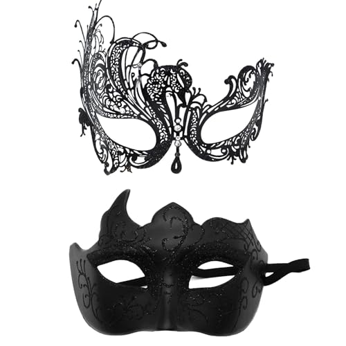 Giwuence Paar-Maskerade-Maske-Set,Maskerade-Maske-Paare-Set, Spitzen-Augenmaske, Maskenset für Sie und Ihn, Kostümzubehör für den Abschlussball, Karneval von Giwuence