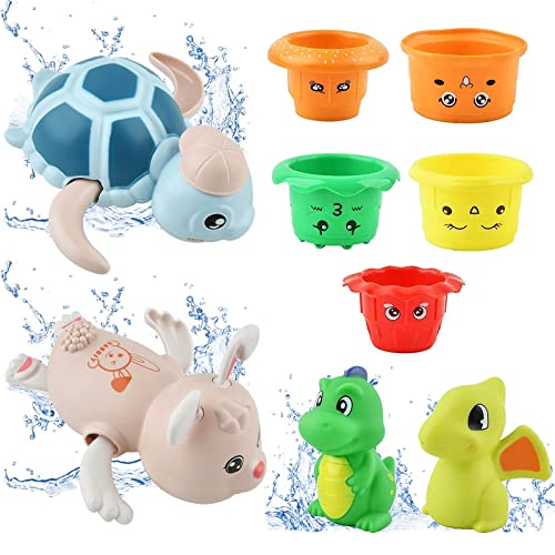 GizmoVine Wasserspielzeug Kinder,badespielzeug Baby ab 1 2 3 4 Jahre,9Pcs aufziehspielzeug Spielzeug Badewanne für Kleinkinder,pool Badewannenspielzeug von GizmoVine