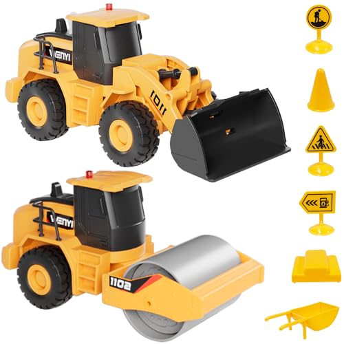 GizmoVine Baustellenfahrzeuge Kinder, Bulldozer Walzenzug mit Musik und Licht, Geschenk für Jungen & Mädchen Kinder im Alter von 3 4 5 6 7 8 Jahren von GizmoVine