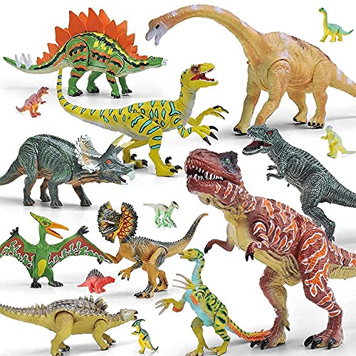 GizmoVine Dino Spielzeug, Dinosaurier Figuren, 20 Stück Handbemalt ABS Festen Material Simulation Dinosaur Set, Bewegliche Gelenke T Rex Toy Geburtstagsgeschenk ab 3 4 5 6 7 8 Jahre von GizmoVine