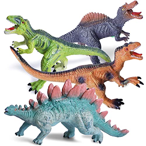 GizmoVine Groß Dinosaurier Spielzeug, 31cm Dinosaurier Figuren, Dinosaurier Spielzeug Figuren mit Realistische Dinosaurier Klang, Weich Jumbo Dinos, 4 Stück Dinosaurier Set für Jungen Mädchen Kinder von GizmoVine
