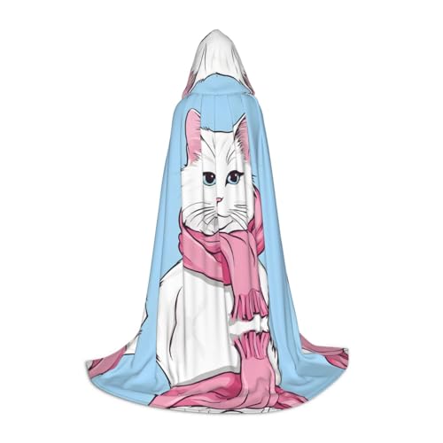 Gjgdbxdw Kapuzenumhang mit Cartoon-Katzen-Druck, für Damen, Herren, Teenager, Halloween, Cosplay-Kostüme von Gjgdbxdw