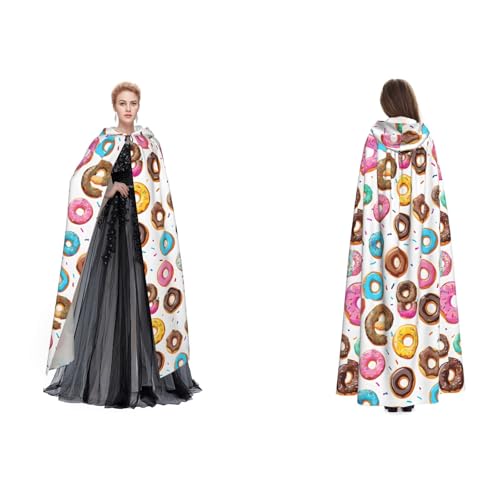 Gjgdbxdw Kapuzenumhang mit Donut-Druck, Uni, Erwachsene, Kapuzenumhang mit Kapuze, für Halloween, Cosplay-Kostüme von Gjgdbxdw