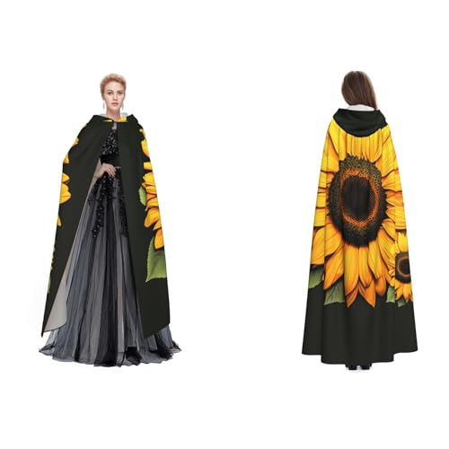 Gjgdbxdw Kapuzenumhang mit blühendem Sonnenblumen-Druck, Uni, Erwachsene, Kapuzenumhang mit Kapuze für Halloween, Cosplay-Kostüme von Gjgdbxdw