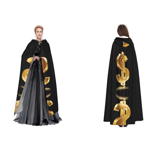 Gjgdbxdw Kapuzenumhang mit goldenem Dollarzeichen-Druck, Uni, Erwachsene, Kapuzenumhang mit Kapuze für Halloween, Cosplay-Kostüme von Gjgdbxdw