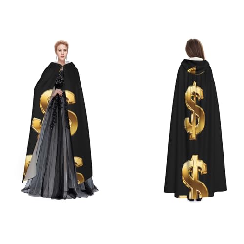 Gjgdbxdw Kapuzenumhang mit goldenem Dollarzeichen-Druck, Uni, Erwachsene, Kapuzenumhang mit Kapuze für Halloween, Cosplay-Kostüme von Gjgdbxdw