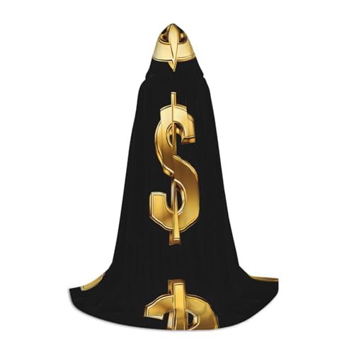 Gjgdbxdw Kapuzenumhang mit goldenem Dollarzeichen-Druck, mit Kapuze, für Damen, Herren, Teenager, Halloween, Cosplay-Kostüme von Gjgdbxdw