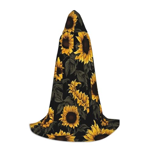 Gjgdbxdw Sonnenblumen-bedruckter Kapuzenumhang mit Kapuze für Damen, Herren, Teenager, Halloween, Cosplay-Kostüme von Gjgdbxdw