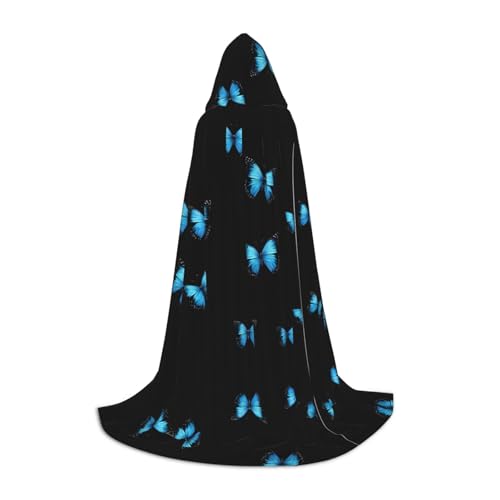 Gjgdbxdw Wunderschöner blauer Schmetterlings-Aufdruck, Kapuzenumhang mit Kapuze, für Damen, Herren, Teenager, Halloween, Cosplay-Kostüme von Gjgdbxdw