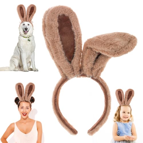 Gjinxi Hase Ohren Haarbänder Plüsch Hasenohren Haarreif Ostern Bunny Stirnband Kaninchenohren Haarschmuck Kostüm Cosplay Kopfband Haar Hoops für Geburtstagsparty Hallloween Karneval Head Accessoires B von Gjinxi