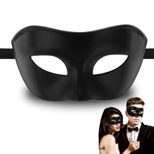 Gjinxi Venezianische Schwarz Maske Maskerade Party Augenmaske Damen Gesichtsmaske Elegante Herren Masken Kostüm mit Retro-Muster Klassische Zorrostyle Masken für Kostümball/Halloween/Party/Maskenball von Gjinxi