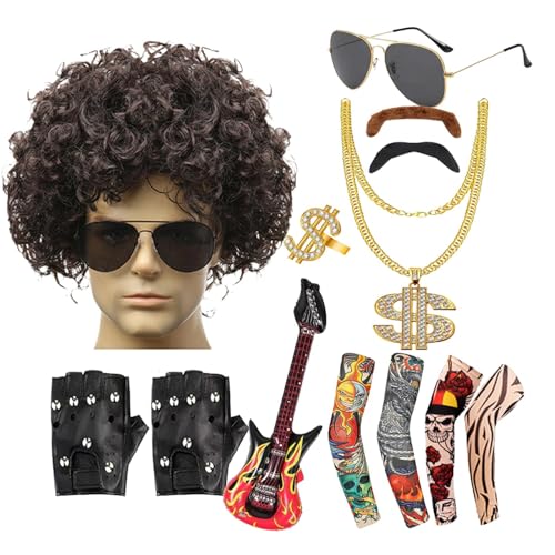 GjnjfdF 1980er-Jahre-Outfits für Männer, Rockkostüm | 13 wiederverwendbare Rockstar-Accessoires, Rockkostüme der 80er Jahre | Mottopartys 80er-Jahre-Outfits, 80er-Jahre-Kostüme für Männer, von GjnjfdF