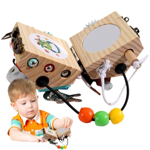 GjnjfdF Aktivitätswürfel, Aktivitätswürfel für Baby, Baby sensorisches Spielzeug geschäftiger Würfel, Bildungssensory Box, Kleinkind -Reisespielzeug für Zuhause, Flugzeuge, Auto, Schule von GjnjfdF