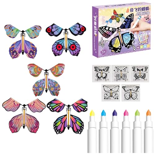 GjnjfdF Bemaltes Bastelkarten-Set,Fliegender Schmetterling Schmetterlings-Bastelset - Magischer Feenfliegender Schmetterling,Handgefertigtes Schmetterlingsspielzeug, magische Fliegende von GjnjfdF