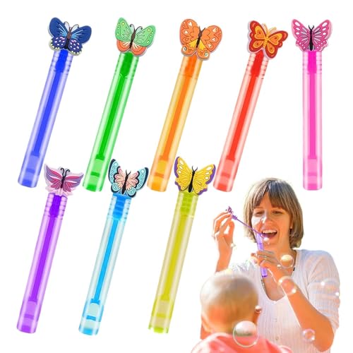 GjnjfdF Bubble Wands, Bubble Wands for Kids | 8 Stück Cartoon-Schmetterlingsblasen-Sticks, Goodie Bags Stuffers, Bath Time Toys, Preise für Indoor-Aktivitäten im Freien von GjnjfdF