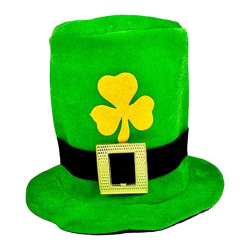 GjnjfdF Hut mit Leprechaun-Form, grün, St. Patrick's Day Hut | hoher Hut in Form eines grünen Leprechaun mit Schnalle, Zubehör für St. Patrick's Day, hohe Form von GjnjfdF