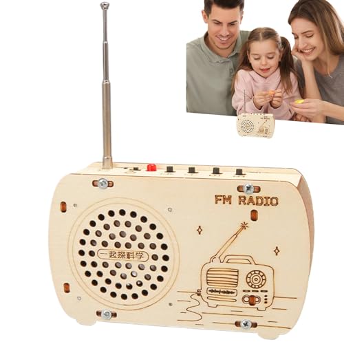 GjnjfdF Kinder-Elektronik-Set, handgefertigtes Radio-Set - Holzbaukasten - Interaktives Bauspielzeug, wissenschaftliches Experiment, Elektronikspielzeug, tragbar, Machen Sie EIN Radio-Set für Kinder von GjnjfdF