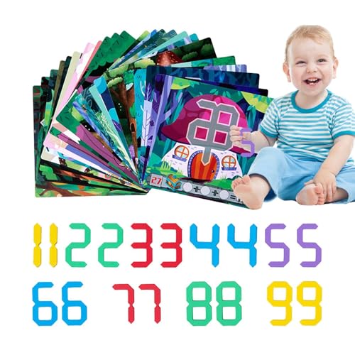 GjnjfdF Mathe-Spiele, Rätsel, Zahlenkarten - Puzzle-Zahlenrätsel Karteikarten - Vorschulpädagogisches Zählbrett für Kleinkinder ab 3 Jahren, Vorschulalter und älter von GjnjfdF