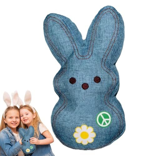 GjnjfdF Plüschkaninchen,Kaninchen-Stofftier,Weiches Puppenspielzeug aus Jeansstoff | Kuscheliges Tierspielzeug für und Mädchen, anschmiegsame Plüschpuppen für die Heimdekoration von GjnjfdF