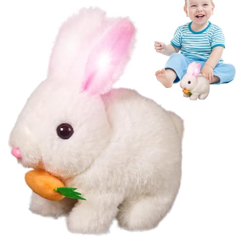 GjnjfdF Realistisches Kaninchenspielzeug, realistisches Kaninchen-Plüschtier, Fleece, Soft Doll Realist Bunny, Jobbit Jabbit Electronic Pet, Lernspielzeug zum Springen und Schütteln der Ohren von GjnjfdF