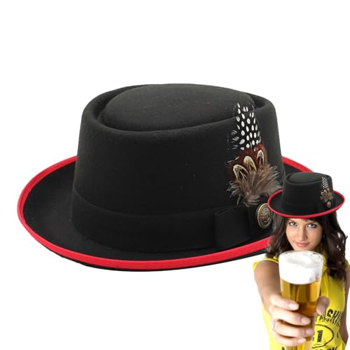 GjnjfdF Schwarze Melone, Oktoberfest-Hut-Kostüm, Deutscher Hut, Mit Federn, Emblemen Oktoberfest-Kostümzubehör, Oktoberfest-Outfits Damen, mit Federn und Emblemen GjnjfdF Schwarze Melone, Oktoberfest-Hut-Kostüm, Deutscher Hut, Mit Federn, Emblemen Oktoberfest-Kostümzubehör, Oktoberfest-Outfits Damen, mit Federn und Emblemen von GjnjfdF