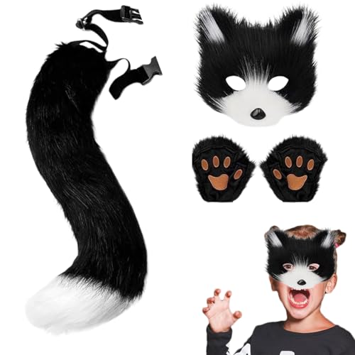 GjnjfdF Set aus Ohren und Schwanz, Kostüm aus Fell für Kleinkinder | Maske und Handschuhe, Zubehör für Fotoshootings für festliche Veranstaltungen, Schulaufführungen und Halloween GjnjfdF Set aus Ohren und Schwanz, Kostüm aus Fell für Kleinkinder | Maske und Handschuhe, Zubehör für Fotoshootings für festliche Veranstaltungen, Schulaufführungen und Halloween von GjnjfdF
