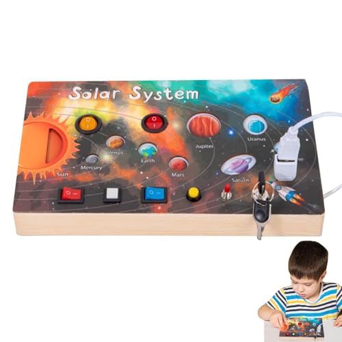 GjnjfdF Solar -System -Board, Kids Sensory Board | Interaktive sensorische Lernkarte farbenfroh | Auge-Hand-Koordinationsinstrument, Baby-Bildungszapp Der für Kindergarten, Kindergarten, Kindergarten von GjnjfdF