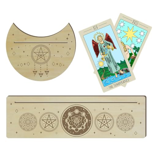 GjnjfdF Tarotkartenhalter aus | 2 Tarotkartenhalter | Kartenhalter in Form eines Mondes und Rechtecks, Tarotständer für Hexenweissagungszeremonie von GjnjfdF