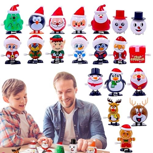 GjnjfdF Weihnachtsspielzeug zum Spazierengehen,Kleines Weihnachtsspielzeug zum Aufziehen,Kleine Weihnachtsspielzeuge für Goodie Bags 20X - Weihnachtsmann, Schneemann, Elch, Springender Pinguin, von GjnjfdF